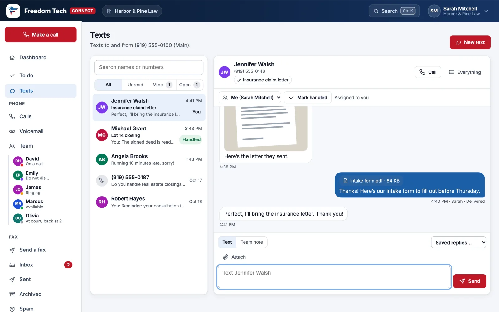 Freedom Tech Connect: Text from your office number