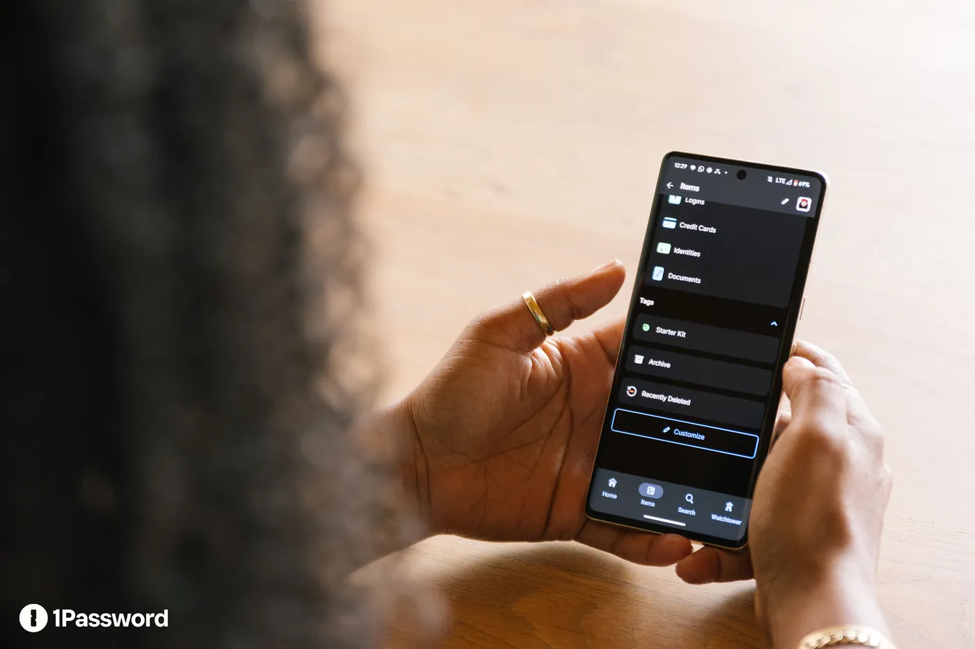 1Password on a mobile phone