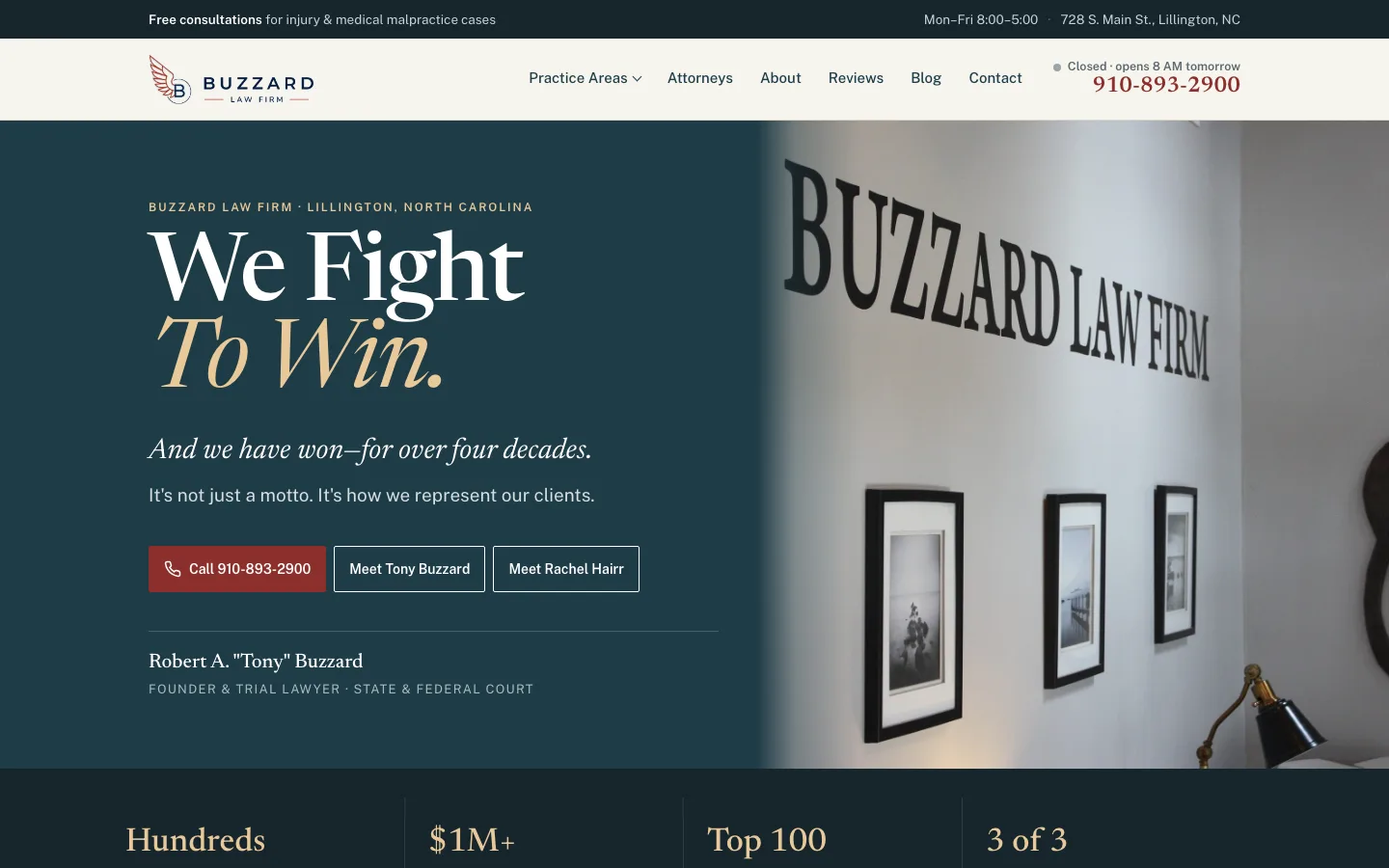The Buzzard Law Firm homepage